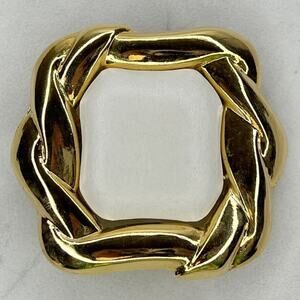 Day-Lor USA Vintage Gold Tone White Faux Leather Centerpiece Belt Buckle
